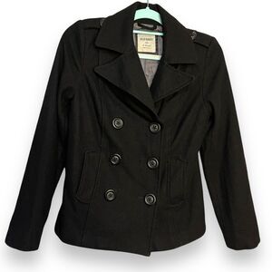 Old Navy Double Breasted Wool Blend Coat Women's XS Black Preppy Academia Winter